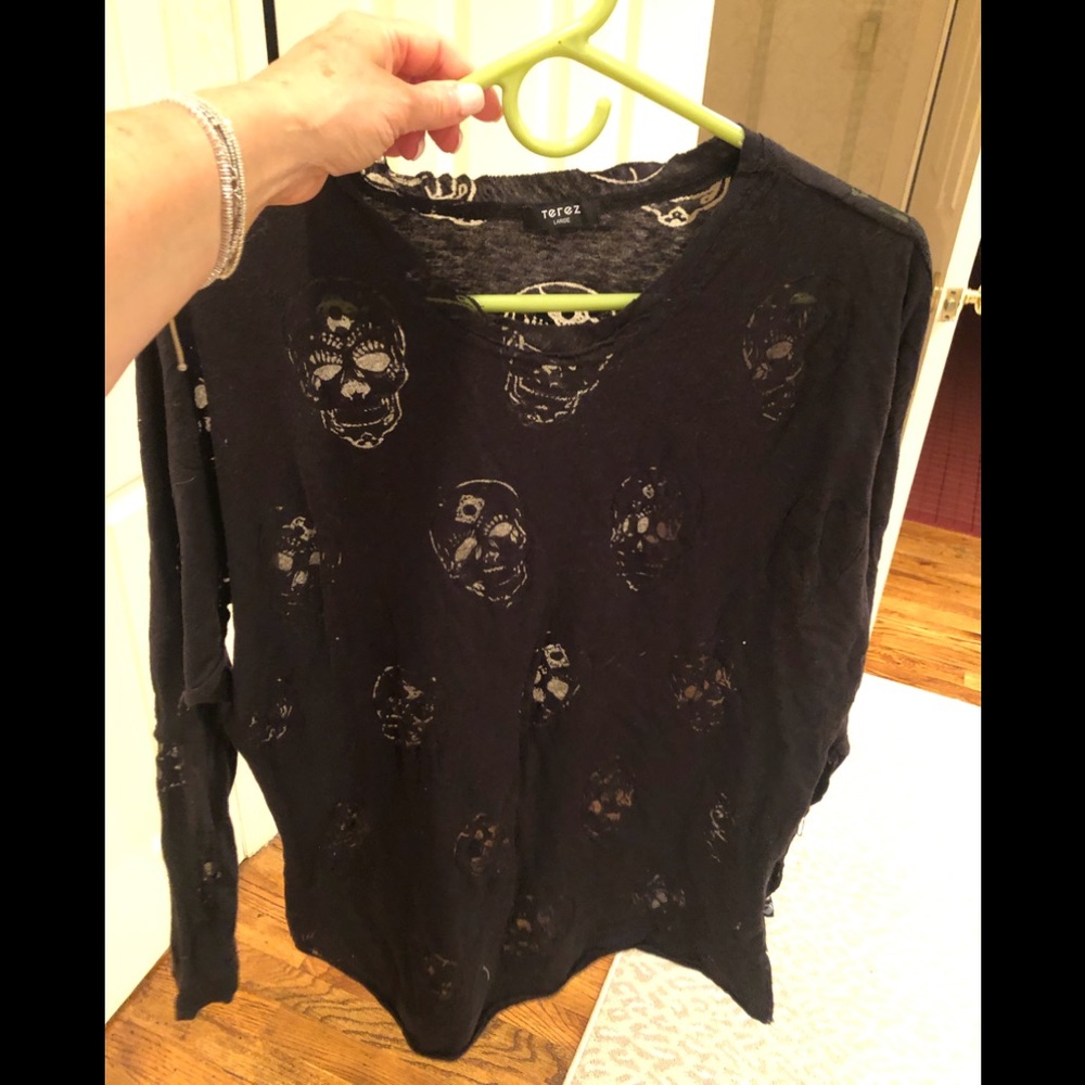 Terez burnt out long sleeve skeleton long sleeve T